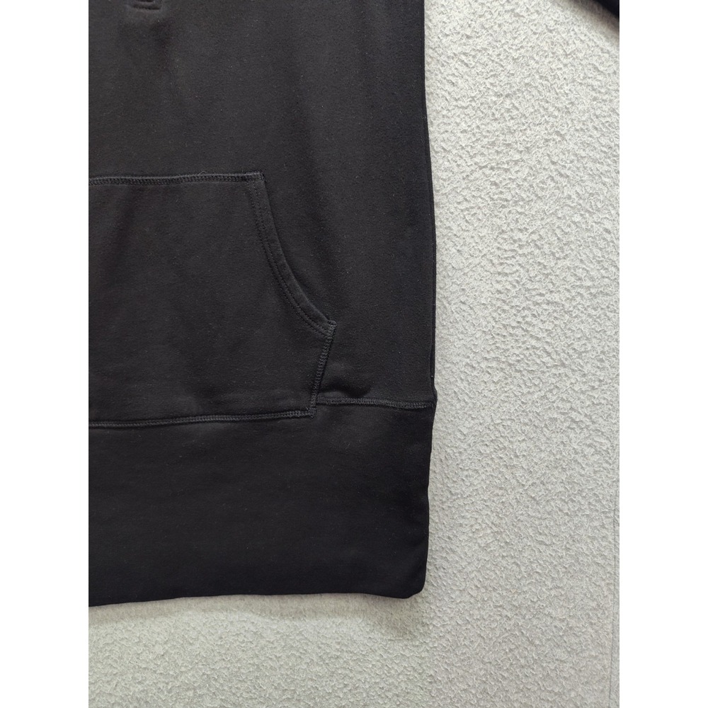 True Religion Women Sweater Dress L Black Hooded Pockets 1/4 Zip Logo Casual - Picture 5 of 16